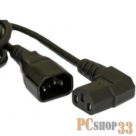 Кабель питания Hyperline PWC-IEC13A-IEC14-3.0-BK монитор-компьютер IEC 320 C13 (угловая) - IEC 320 C14 (3x1.0), 10A, прямая вилка, 3м, цвет черный