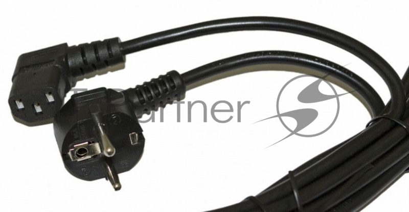 Кабель питания Hyperline PWC-IEC13A-SHM-1.8-BK компьютера (Schuko+C13 (угловая)) (3x0.75), 10A, угловая вилка, 1.8 м, цвет черный