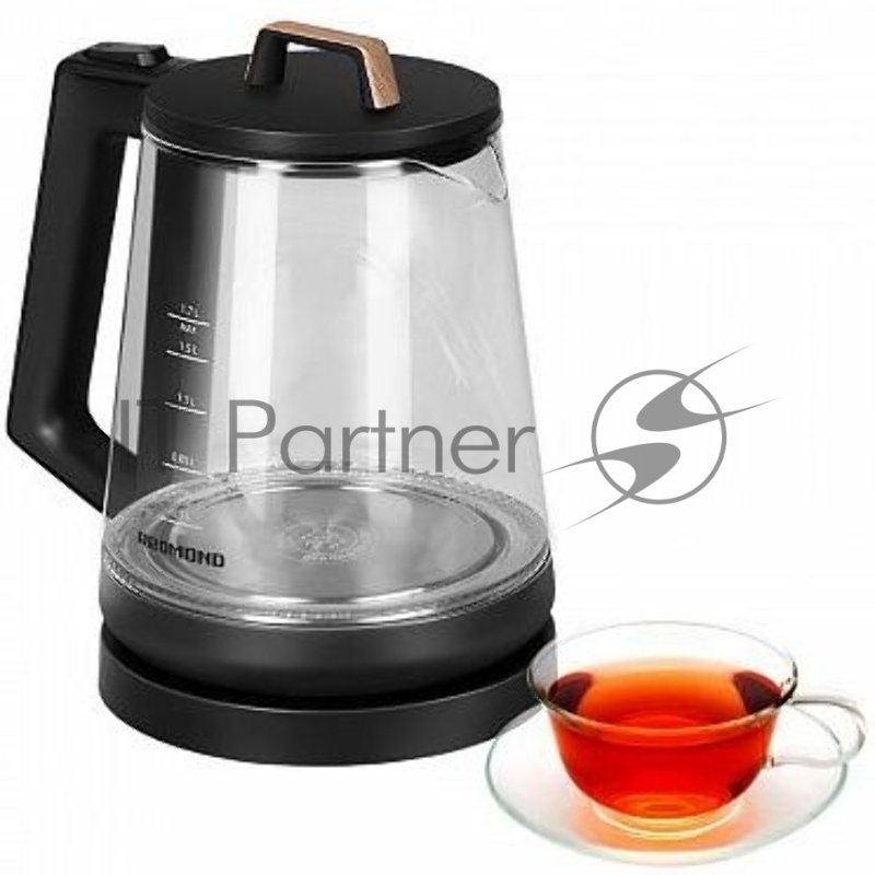 Чайник Redmond RK-G190, Черный с деревом