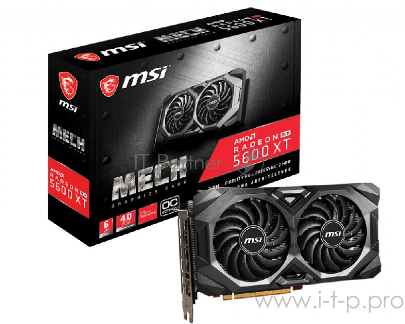 Видеокарта Radeon RX 5600 XT MECH OC, AMD RX 5600 XT, 6GB, DDR6, 192bit, HDMI, DP x3 RTL {10}