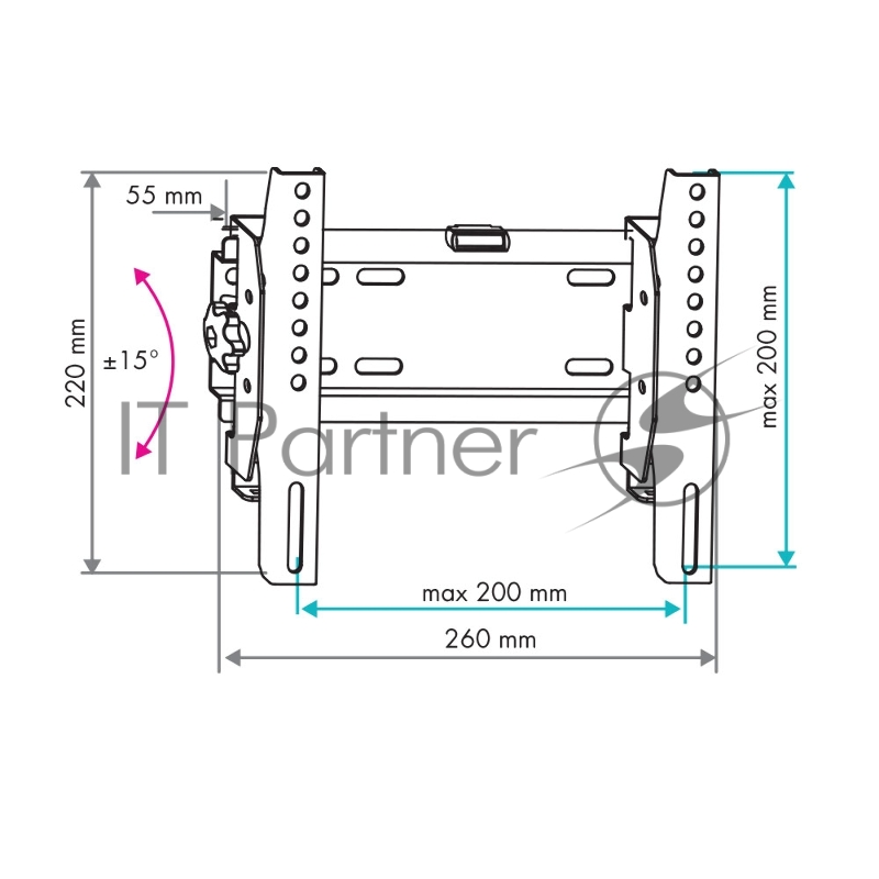 Кронштейн наст. LED/LCD телевизоров VLK TRENTO-38 black 24 шт/уп.