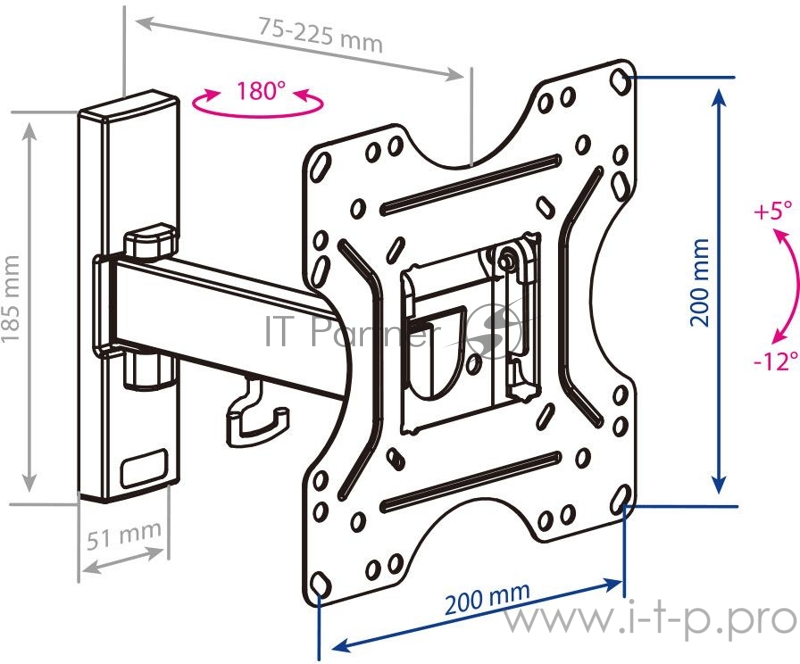 Кронштейн KROMAX OPTIMA-213 black 20- 43 ЖК телевизор