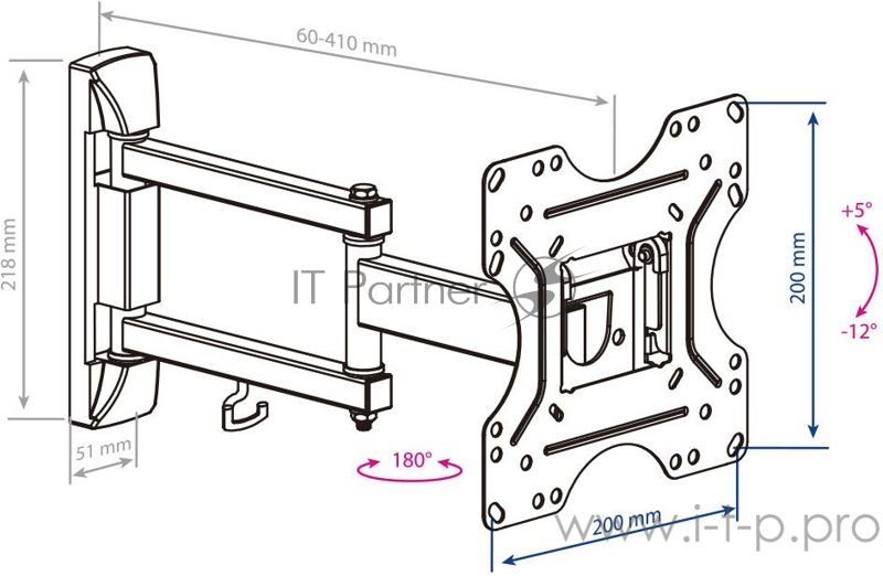 Кронштейн KROMAX OPTIMA-214 black 20- 43 ЖК телевизор
