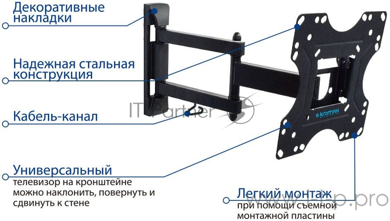 Кронштейн KROMAX OPTIMA-214 black 20- 43 ЖК телевизор