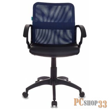 Кресло Бюрократ CH-590/BL/BLACK спинка сетка синий сиденье черный искусственная кожа