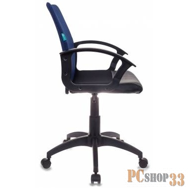 Кресло Бюрократ CH-590/BL/BLACK спинка сетка синий сиденье черный искусственная кожа