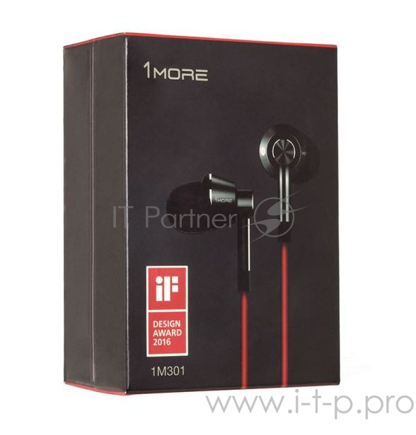 Наушники 1MORE 1M301-Black вставные ( затычки) с микрофоном,20 - 20000 Гц,98 дБ,32 Ом,5 мВт,mini jack 3.5 mm