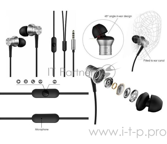 Наушники 1MORE E1009-Silver вставные ( затычки) с микрофоном,20 - 20000 Гц,100 дБ,32 Ом,5 мВт,mini jack 3.5 mm