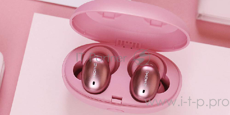 Наушники TWS 1MORE E1026BT-I-Pink вставные ( затычки) с микрофоном,20 - 20000 Гц,98 дБ,16 Ом,BT 4.2,A2DP, AVRCP, Hands free, Headset