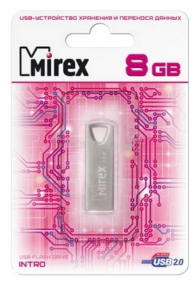 Флеш накопитель 8GB Mirex Intro, USB 2.0, Металл