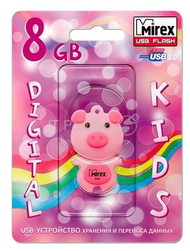 Флеш накопитель 8GB Mirex Pig, USB 2.0, Розовый