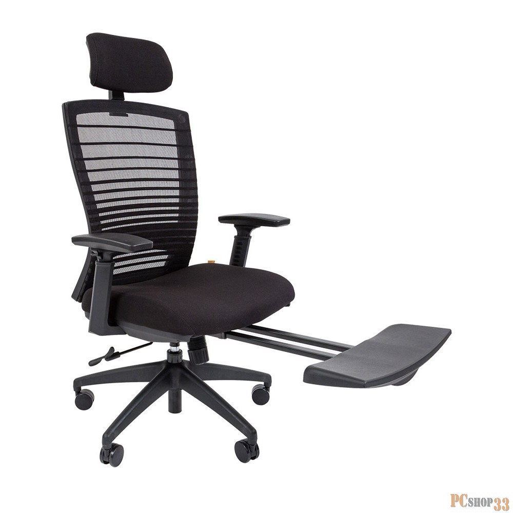 Chairman 285 N чёрное офисное кресло (нейлон, сетчатый акрил, пластик, газпатрон 3 кл, ролики, механизм качания)