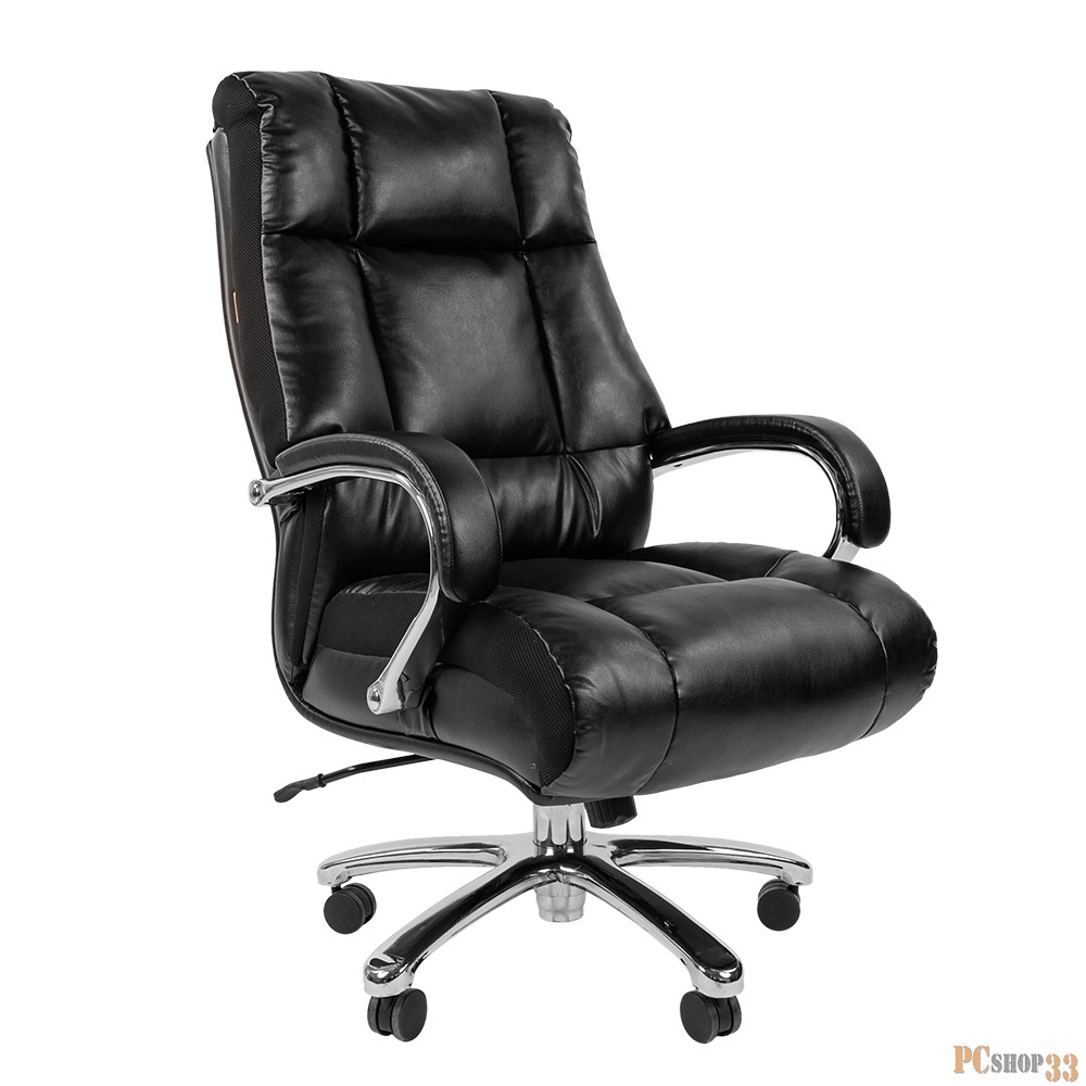 Офисное кресло Chairman 405 черный (экокожа, хромированный металл, газпатрон 4 кл, ролики BIFMA 5,1, механизм качания)