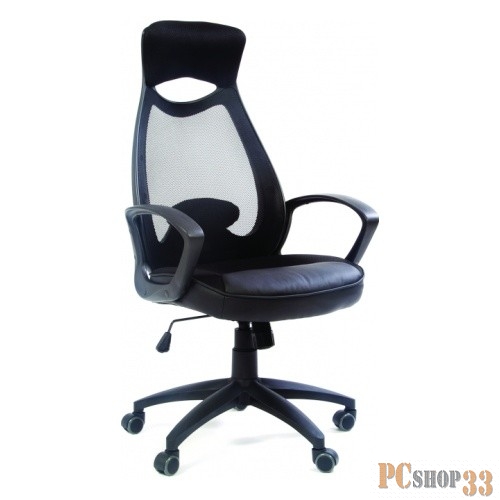 Офисное кресло Chairman 840 чёрное (ткань, пластик, газпатрон 3 кл, ролики, механизм качания)