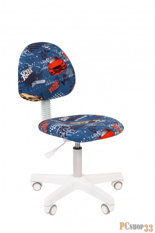 Chairman Kids 104 машинки кресло для детских комнат (велюр, белый пластик, газпатрон 3 кл)