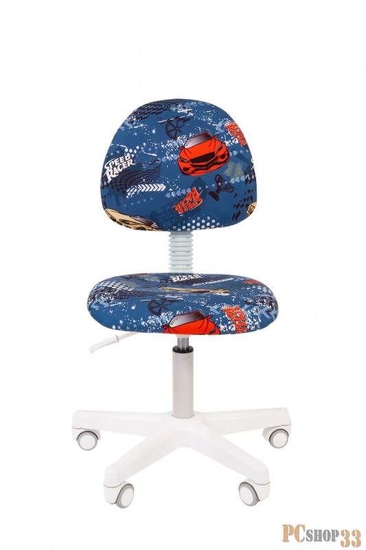 Chairman Kids 104 машинки кресло для детских комнат (велюр, белый пластик, газпатрон 3 кл)