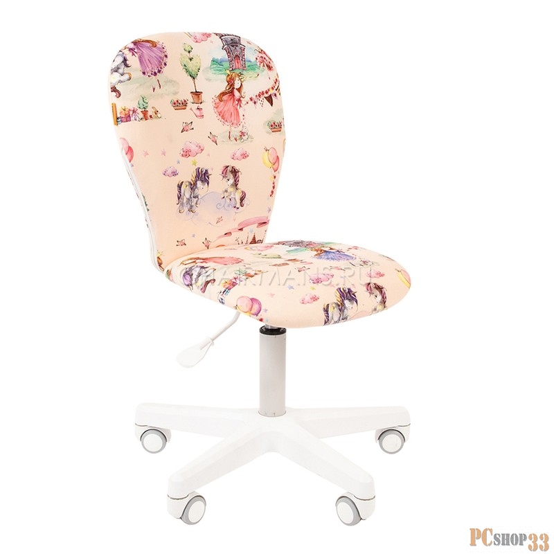 Chairman Kids 105 принцессы кресло для детских комнат (велюр, белый пластик, газпатрон 3 кл)