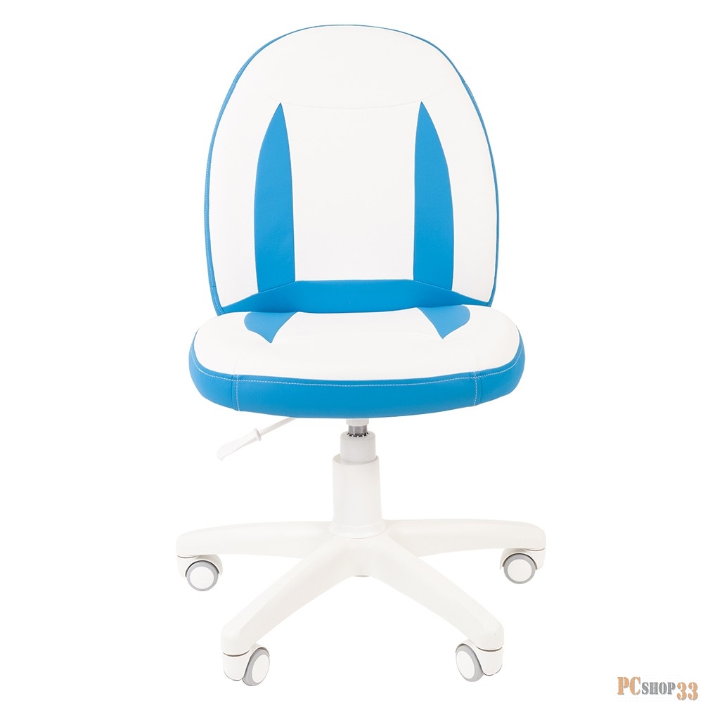 Кресло детское Kids 122 бело-голубое для детских комнат (экокожа, белый пластик, газпатрон 3 кл)