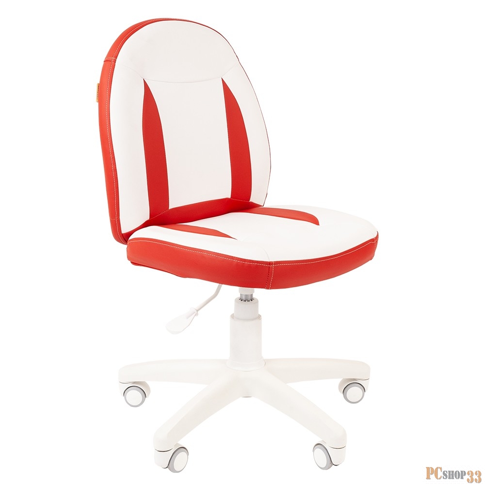 Chairman Kids 122 бело-красное кресло для детских комнат (экокожа, белый пластик, газпатрон 3 кл)