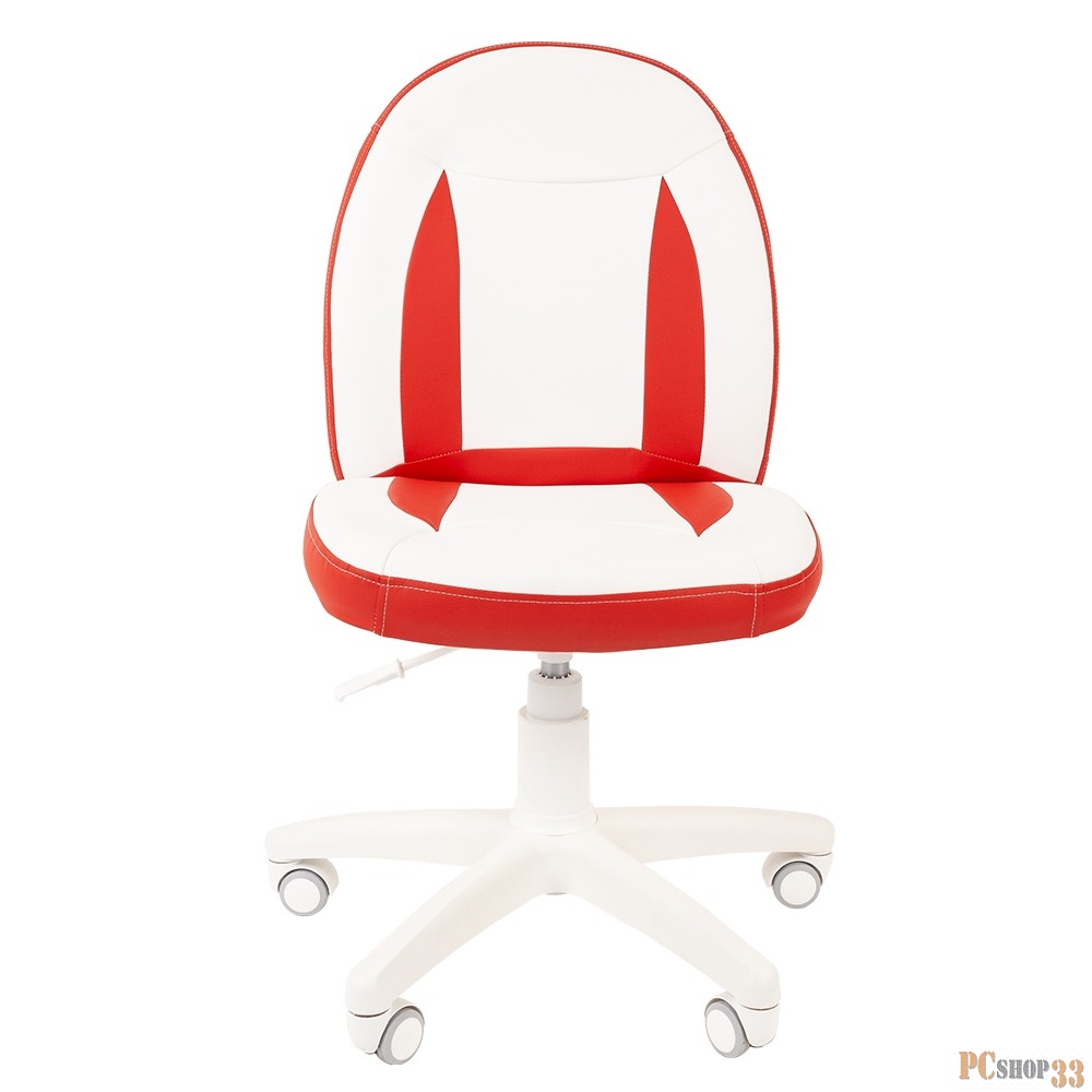 Chairman Kids 122 бело-красное кресло для детских комнат (экокожа, белый пластик, газпатрон 3 кл)