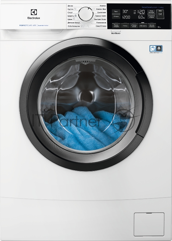 Стиральная машина Electrolux EW6S3R26SI Фронтальная загрузка, 6 кг, отжим 1200 об/мин, классы A-40%/A/B, глубина 38 см, средний ЖК дисплей, программа с обработкой паром, инвертор