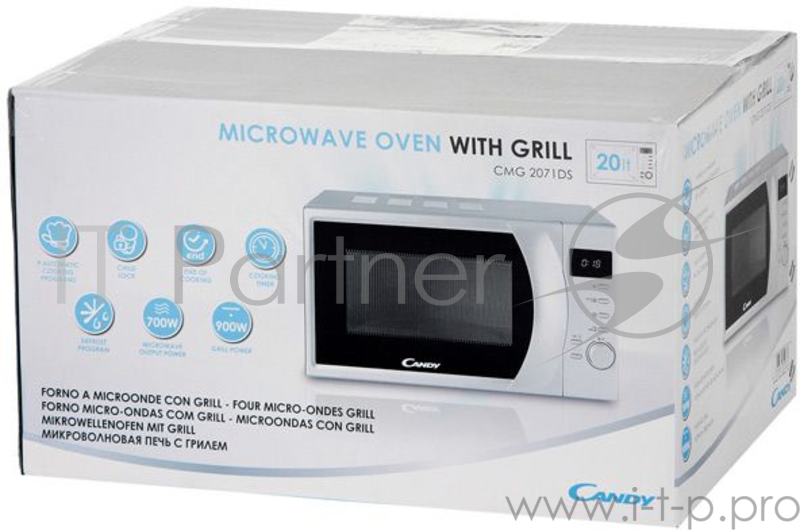 Микроволновая печь CANDY CMW CMG 2071DS 20 л, серебро, электр. упр., гриль