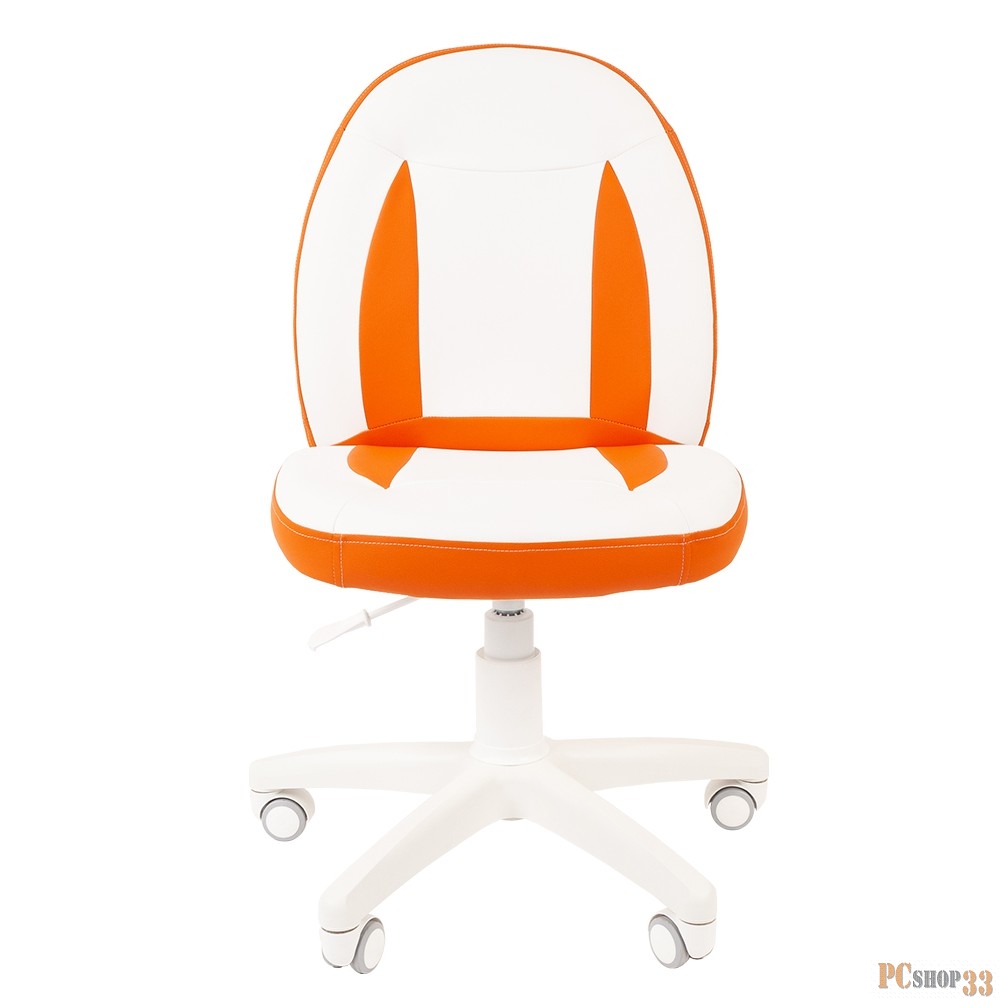 Chairman Kids 122 бело-оранжевое кресло для детских комнат (экокожа, белый пластик, газпатрон 3 кл)