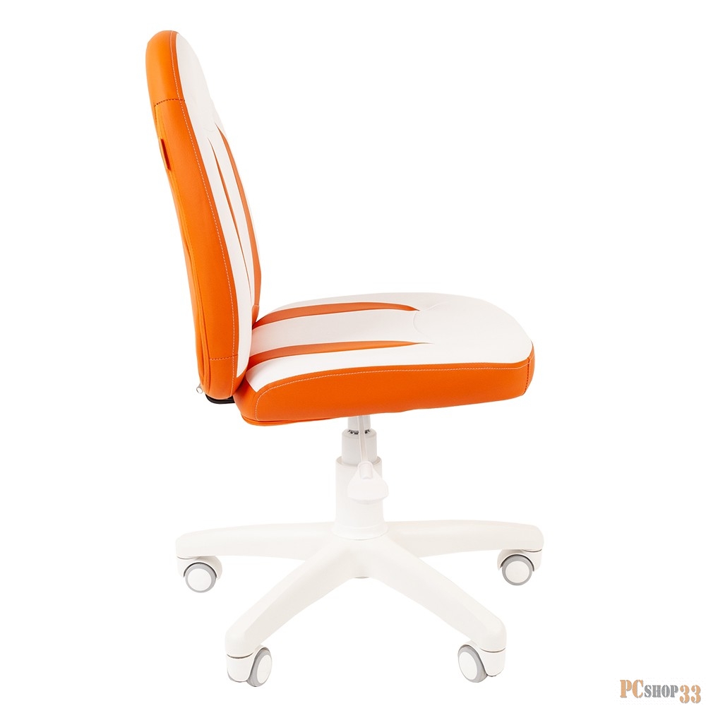 Chairman Kids 122 бело-оранжевое кресло для детских комнат (экокожа, белый пластик, газпатрон 3 кл)