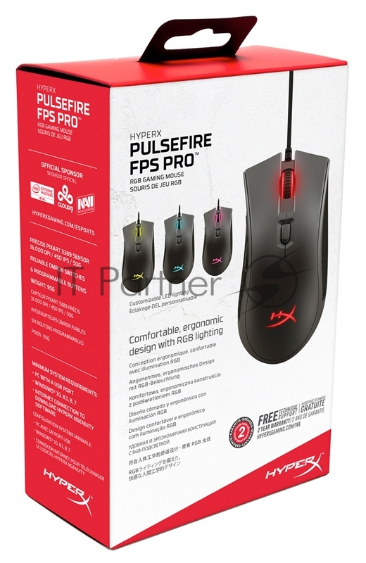 HyperX Pulsefire FPS Pro Игровая мышь (6 кнопок, 16000 dpi, USB, RGB подсветка, HX-MC003B)
