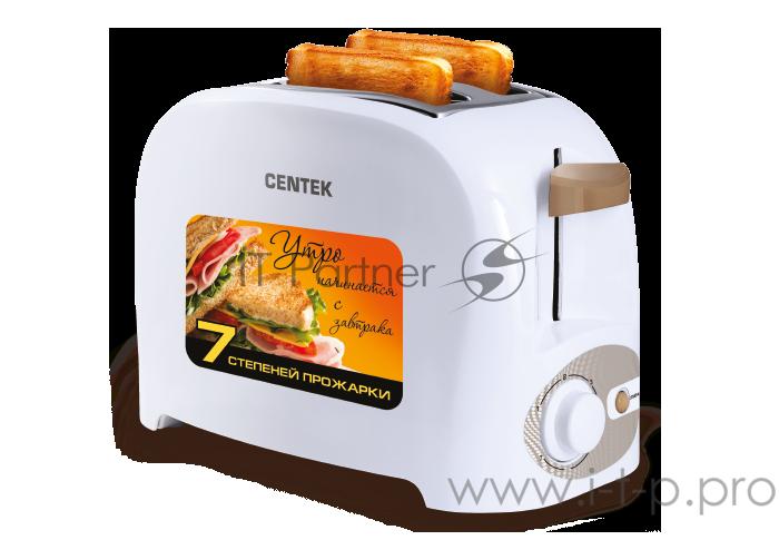 Тостер Centek СТ-1420 (белый) 750 Вт, 7 уровней мощности, теплоизолированный корпус, функция отмены
