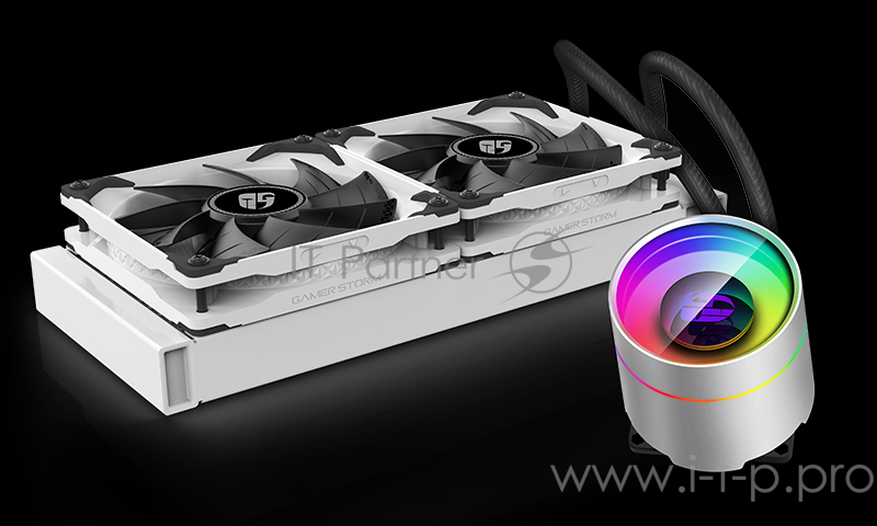 Комплект водяного охлаждения DEEPCOOL CASTLE 240EX WHITE LGA20XX/LGA1366/LGA115X/TR4/AM (6шт/кор,TDP 280W, ARGB Lighting pump, Anti-Leak edition, PWM, DUAL FAN) RET
