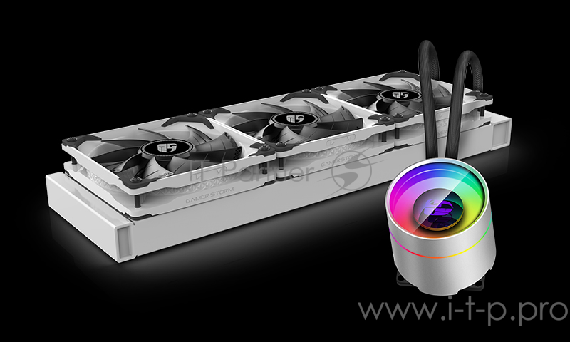 Комплект водяного охлаждения DEEPCOOL CASTLE 360EX WHITE LGA20XX/LGA1366/LGA115X/TR4/AM (6шт/кор,TDP 300W, ARGB Lighting pump, Anti-Leak edition, PWM, TRIPLE FAN) RET