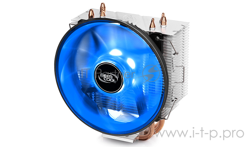 Кулер DEEPCOOL GAMMAXX300B LGA1366/1156/55/51/50/775/FM2/ (24шт/кор, TDP 130Вт, PWM, Blue Led, 3 тепл. трубки прямого контакта,120мм вент-р,17.8~21dB(A)) RET