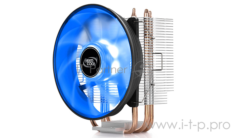 Кулер DEEPCOOL GAMMAXX300B LGA1366/1156/55/51/50/775/FM2/ (24шт/кор, TDP 130Вт, PWM, Blue Led, 3 тепл. трубки прямого контакта,120мм вент-р,17.8~21dB(A)) RET