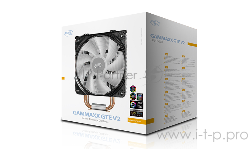 Кулер DEEPCOOL GAMMAXX GTE V2 LGA2066/2011/V3/1366/1155/51/5 (12шт/кор, TDP 150Вт, PWM, RGB Lighting, 4 тепл. трубки прямого контакта ) RET