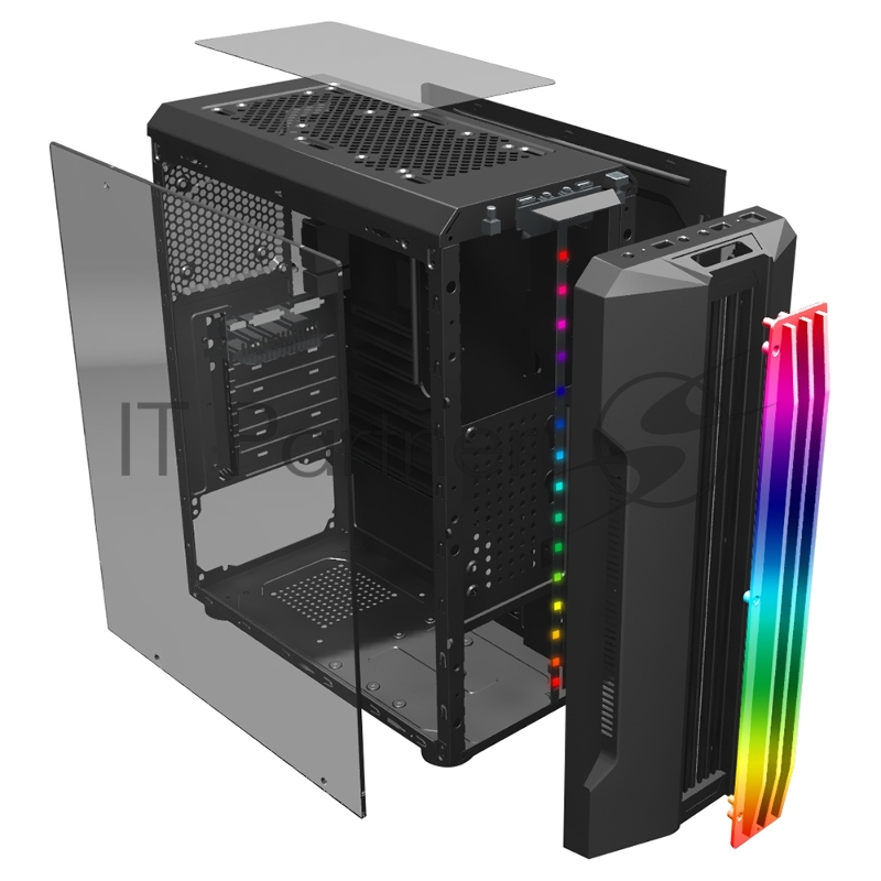 Корпус 1STPLAYER RAINBOW R3-A / ATX, tempered glass side panel / 1x 120mm LED fan inc. / R3-A-1R1