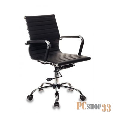 Кресло руководителя Бюрократ CH-883-LOW/BLACK низкая спинка черный искусственная кожа крестовина хро