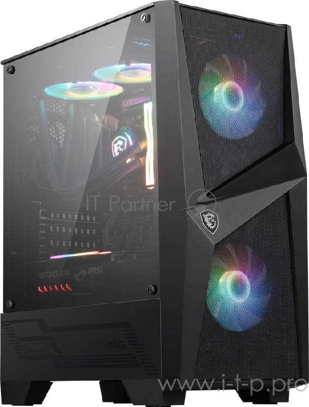 Корпус MSI MAG FORGE 100R / mid-tower, ATX, tempered glass side panel / 2x A-RGB 120mm & 1x 120mm fans inc. / MAG FORGE 100R