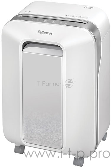 Шредер Fellowes Powershred LX201, белый, DIN P-5, 2х12 мм, 12 лст., 22 лтр., Jam Proof™, SafeSense