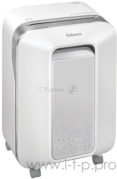 Шредер Fellowes Powershred LX201, белый, DIN P-5, 2х12 мм, 12 лст., 22 лтр., Jam Proof™, SafeSense