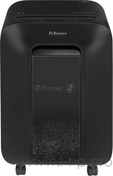 Шредер Fellowes Powershred LX201, черный, DIN P-5, 2х12 мм, 12 лст., 22 лтр., Jam Proof™, SafeSense