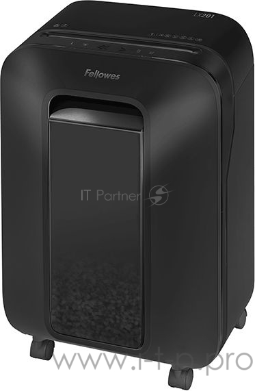Шредер Fellowes Powershred LX201, черный, DIN P-5, 2х12 мм, 12 лст., 22 лтр., Jam Proof™, SafeSense