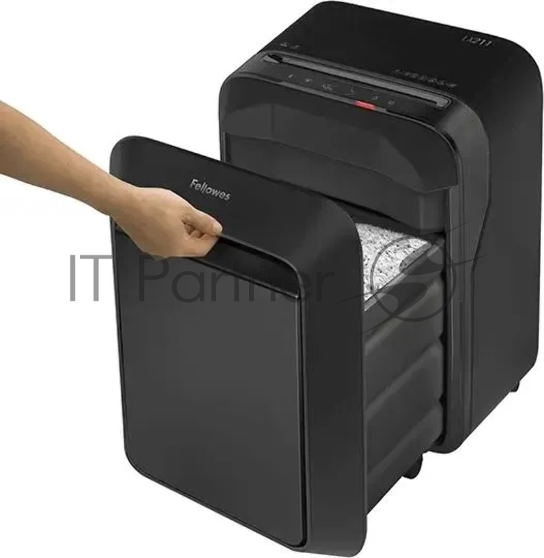 Шредер Fellowes Powershred LX211, черный, DIN P-5, 2х12 мм, 15 лст., 23 лтр, Jam Proof™, SafeSense