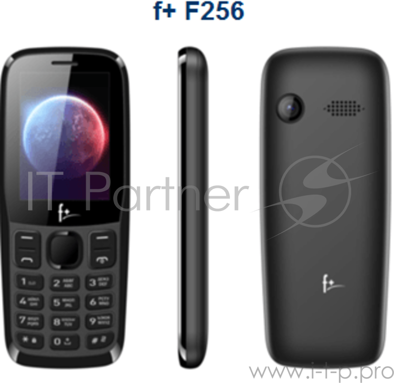 Телефон сотовый F+ F256 Black, 2.4 240х320, 32MB RAM, 32MB, up to 32GB flash, 0.08Mpix, 2 Sim, BT v2.1, Micro-USB, 1000mAh, 75g, 125,8 ммx53 ммx12,5 мм