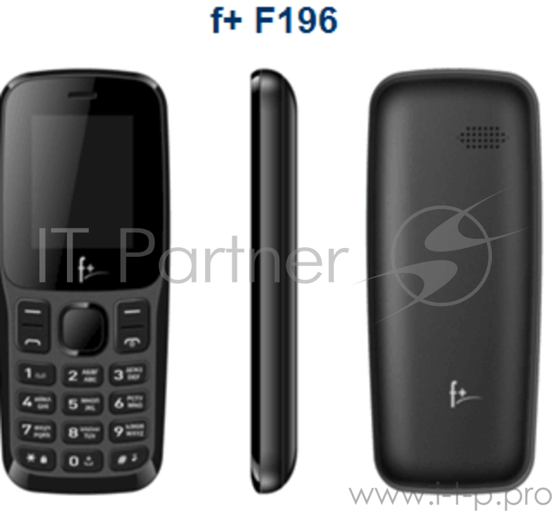 Телефон сотовый F+ F196 Black, 1.77 128x160, 32MB RAM, 32MB, up to 16GB flash, 2 Sim, BT v2.1, Micro-USB, 600mAh, 62g, 113,5 ммx46,8 ммx12,2 мм