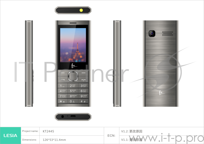 Телефон сотовый F+ B240 Dark Grey, 2.4, 32MB RAM, 32MB, up to 16GB flash, 0.08Mpix, 2 Sim, Micro-USB, 1700mAh, 126 ммx53 ммx11,4 мм