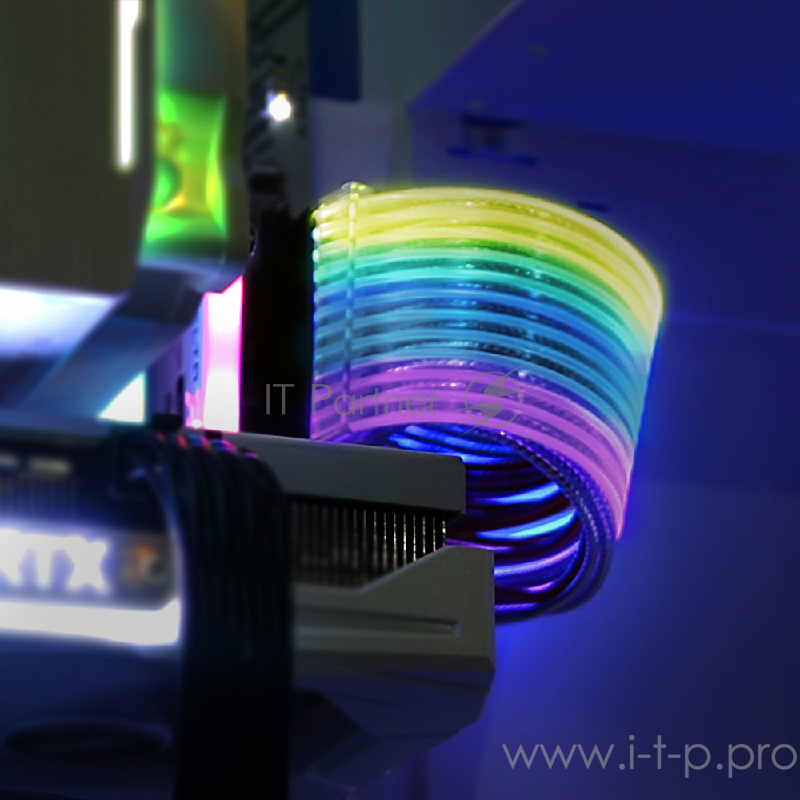 Кабель-удлинитель для БП 1STPLAYER MC-24PIN-01 / RGB, 24-pin, 200mm, 2-pin 5v input / RGB