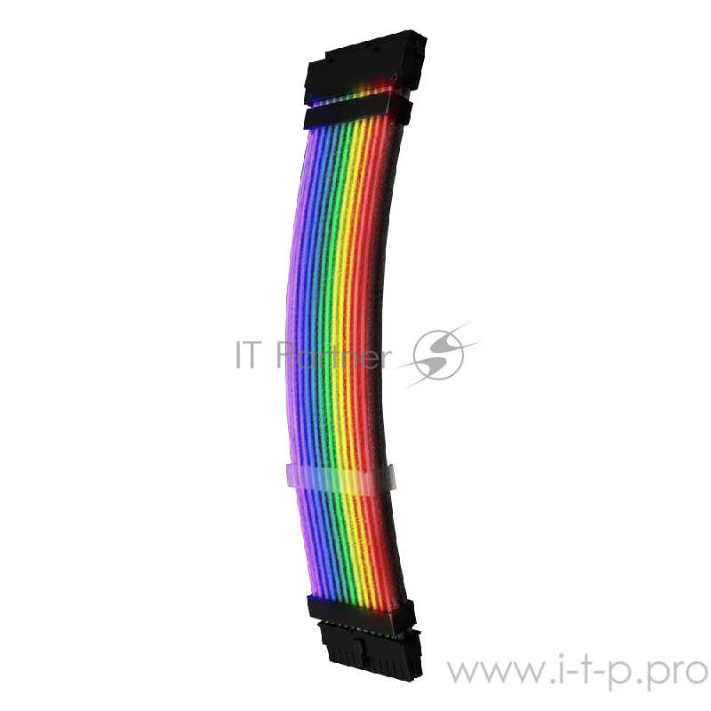 Кабель-удлинитель для БП 1STPLAYER MC-24PIN-01 / RGB, 24-pin, 200mm, 2-pin 5v input / RGB