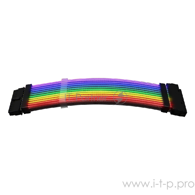 Кабель-удлинитель для БП 1STPLAYER MC-24PIN-01 / RGB, 24-pin, 200mm, 2-pin 5v input / RGB