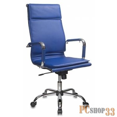 Кресло руководителя Бюрократ CH-993/blue синий искусственная кожа крестовина хромированная